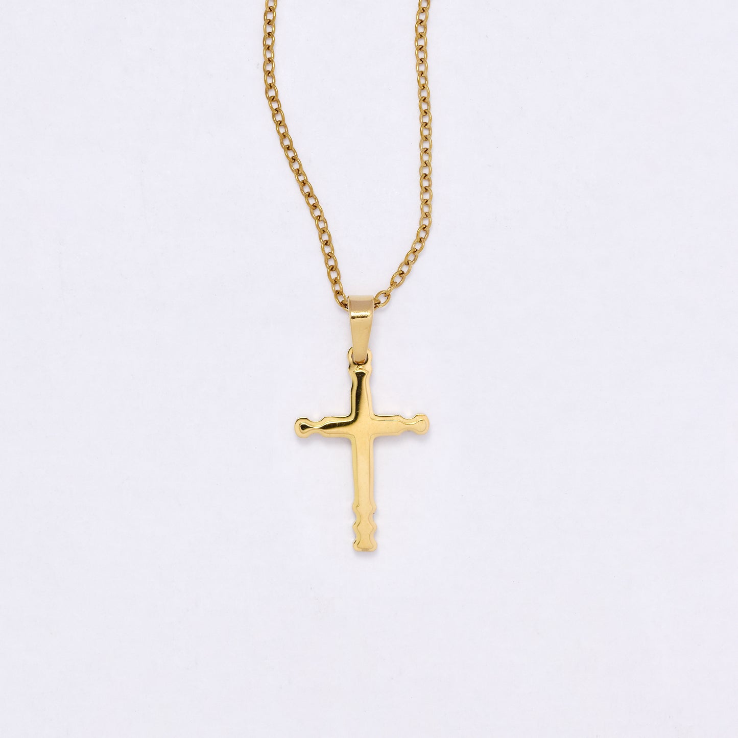 SSYN7135 - Steel 45cm + 5cm petite cross necklace