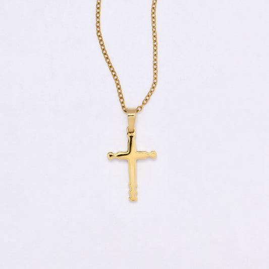 SSYN7135 - Steel 45cm + 5cm petite cross necklace
