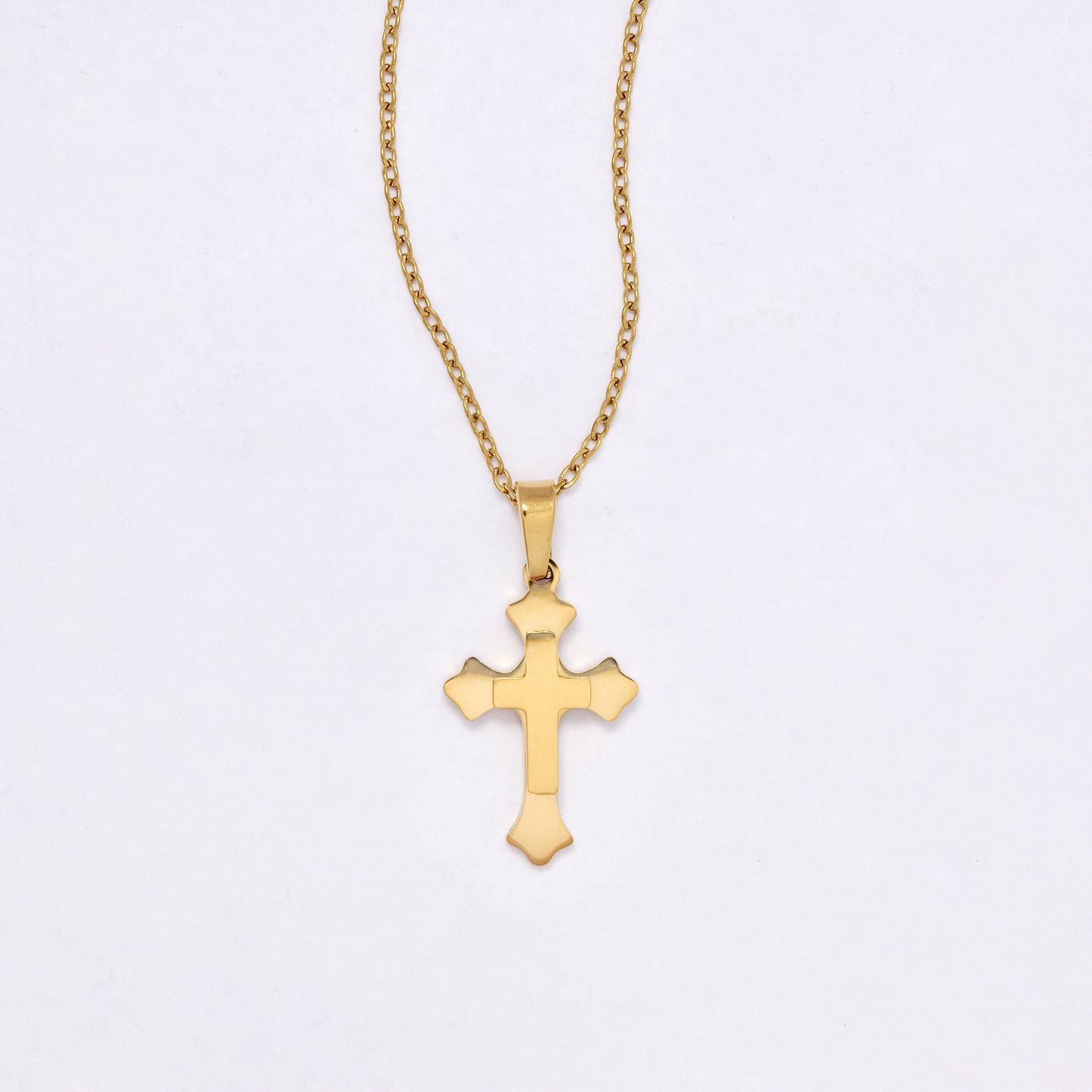 SSYN7138 - Steel 45cm + 5cm layered cross necklace