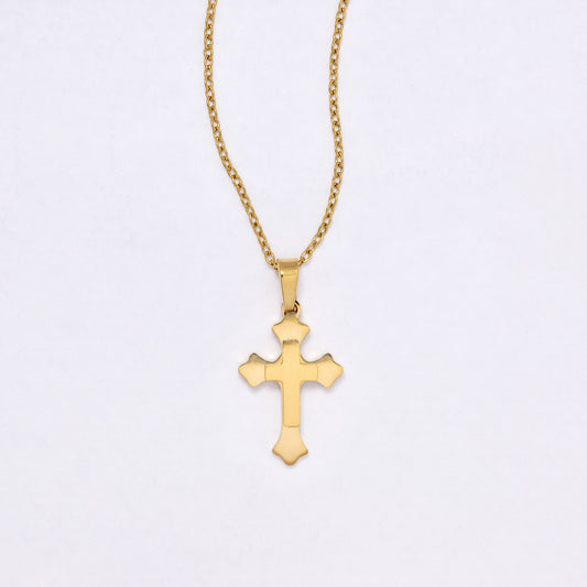 SSYN7138 - Steel 45cm + 5cm layered cross necklace