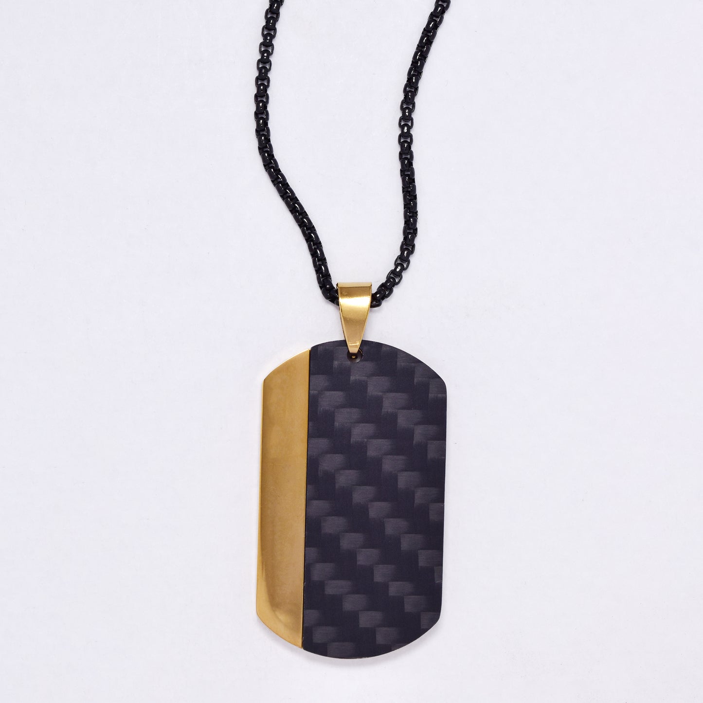 SSYN7148 - Steel 56cm x 2mm carbon effect necklace