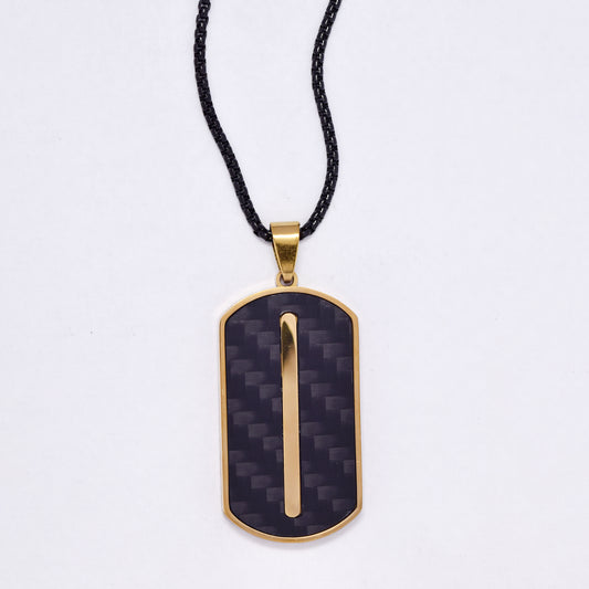 SSYN7149 - Steel 56cm x 2mm carbon effect center line necklace