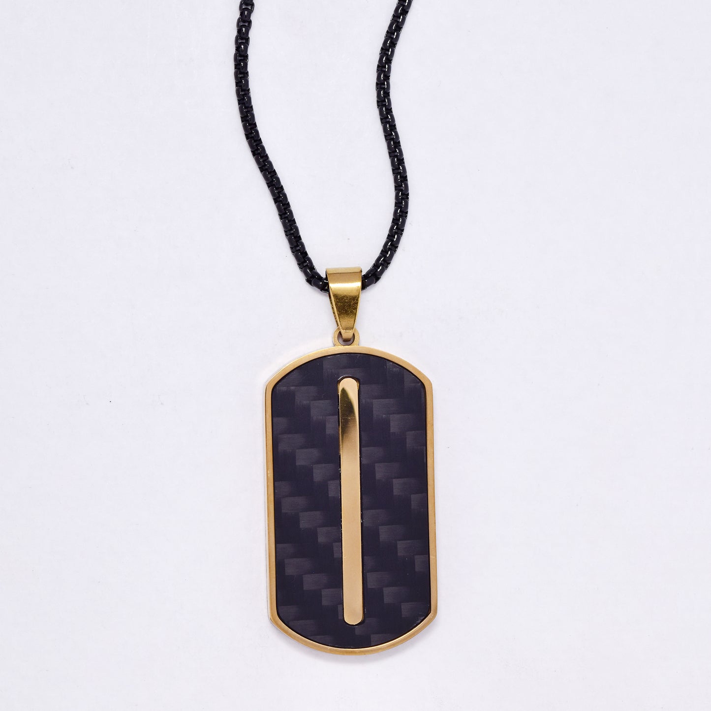 SSYN7149 - Steel 56cm x 2mm carbon effect center line necklace