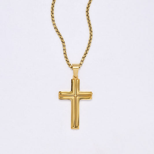 SSYN7151 - Steel 55cm X 2cm cross necklace