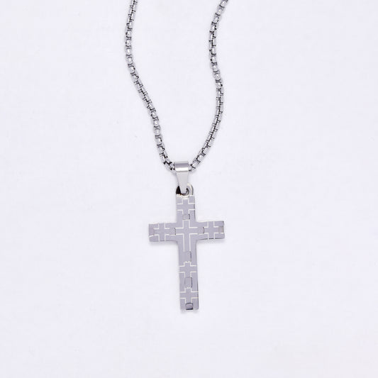 SSYN7152 - Steel 55cm x 2mm cross necklace