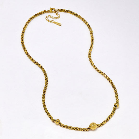 SSYN7168 - Steel 41.5cm + 4cm x 3mm wheat chain necklace