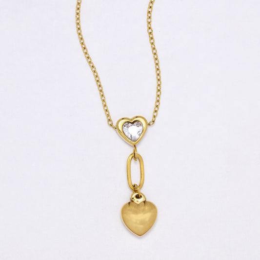 SSYN7171 - Steel 41cm + 5cm heart drop necklace