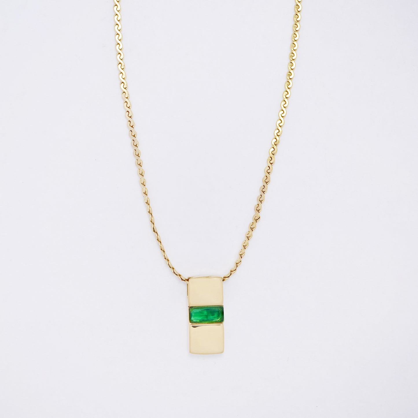 SSYN7289 - Steel 41cm + 5cm rectangular CZ bar necklace