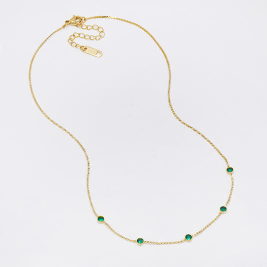 SSYN7291 - Steel 38cm + 5cm station CZ necklace