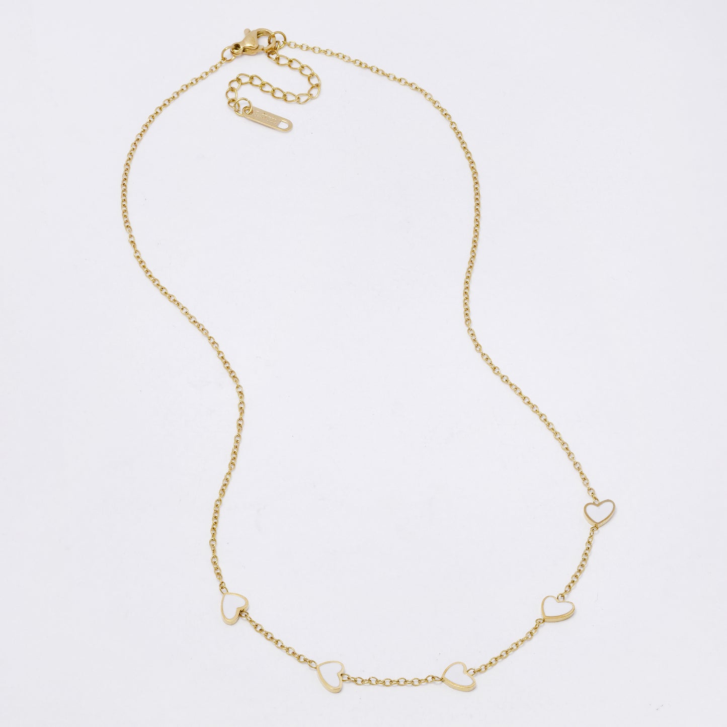 SSYN7327 - Steel 40cm + 4.5cm enamel heart necklace