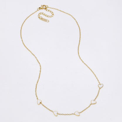SSYN7327 - Steel 40cm + 4.5cm enamel heart necklace