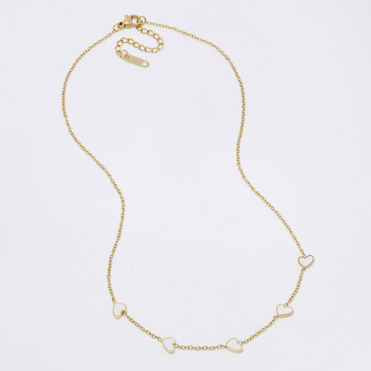 SSYN7327 - Steel 40cm + 4.5cm enamel heart necklace