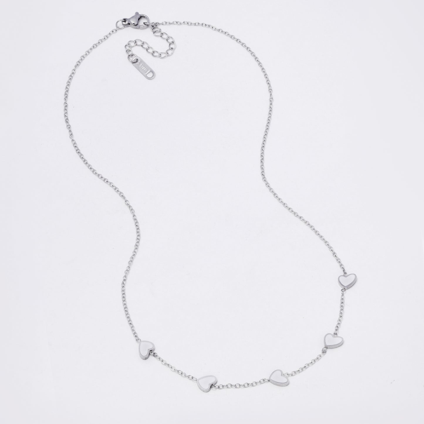 SSYN7327 - Steel 40cm + 4.5cm enamel heart necklace
