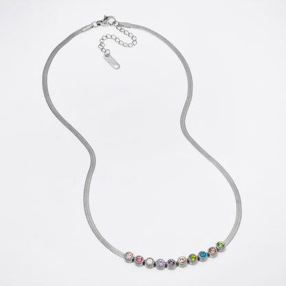 SSYN7330 - Steel 37cm + 4cm x 2.5mm CZ herringbone necklace