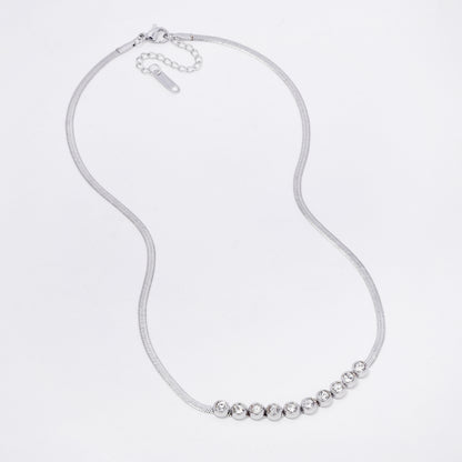 SSYN7330 - Steel 37cm + 4cm x 2.5mm CZ herringbone necklace
