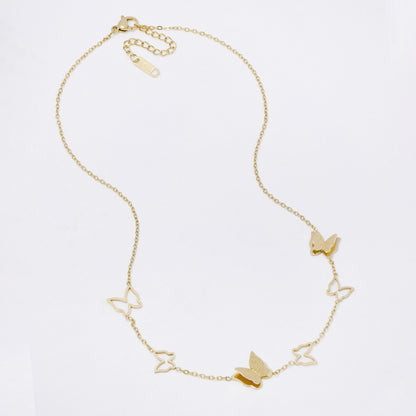 SSYN7331 - Steel 39cm + 4cm butterfly necklace