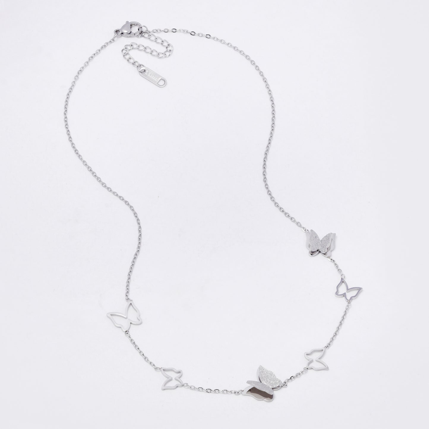 SSYN7331 - Steel 39cm + 4cm butterfly necklace