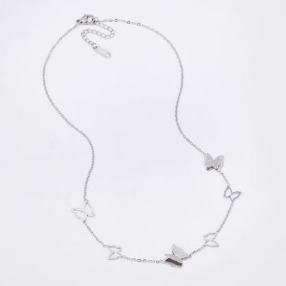 SSYN7331 - Steel 39cm + 4cm butterfly necklace