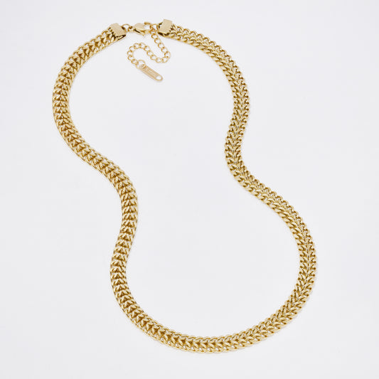 SSYN7347 - Steel 38cm + 4.5cm x 5mm double row curb chain necklace
