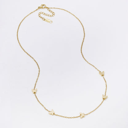 SSYN7416 - Steel 41cm + 4cm butterfly necklace
