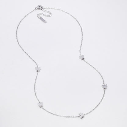 SSYN7416 - Steel 41cm + 4cm butterfly necklace