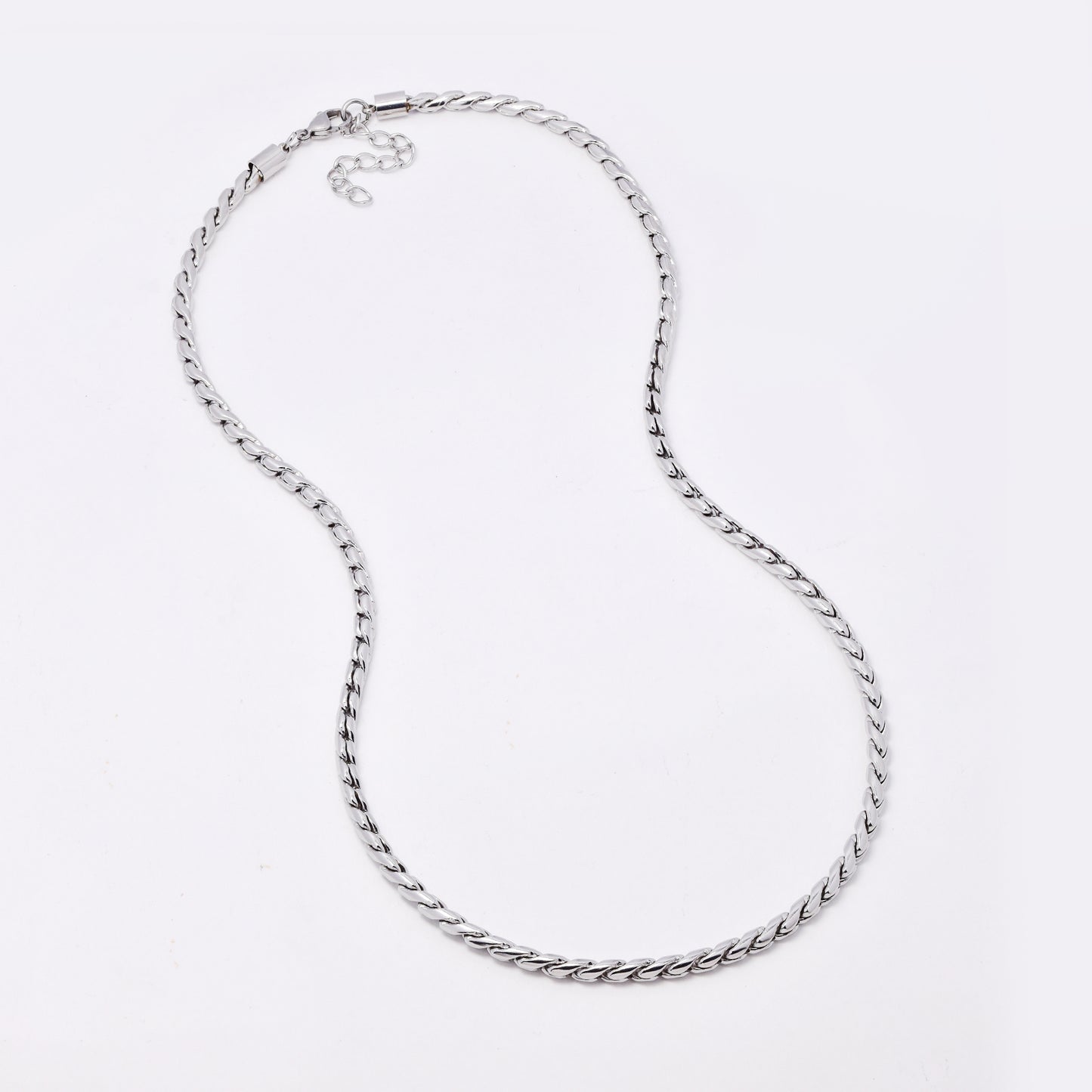 SSYN7771 - Steel 51cm + 5cm x 4mm serpentine necklace
