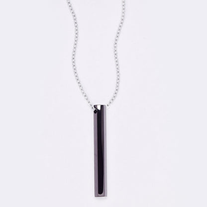 SSYN7778 - Steel 42cm + 5cm hexagonal bar necklace