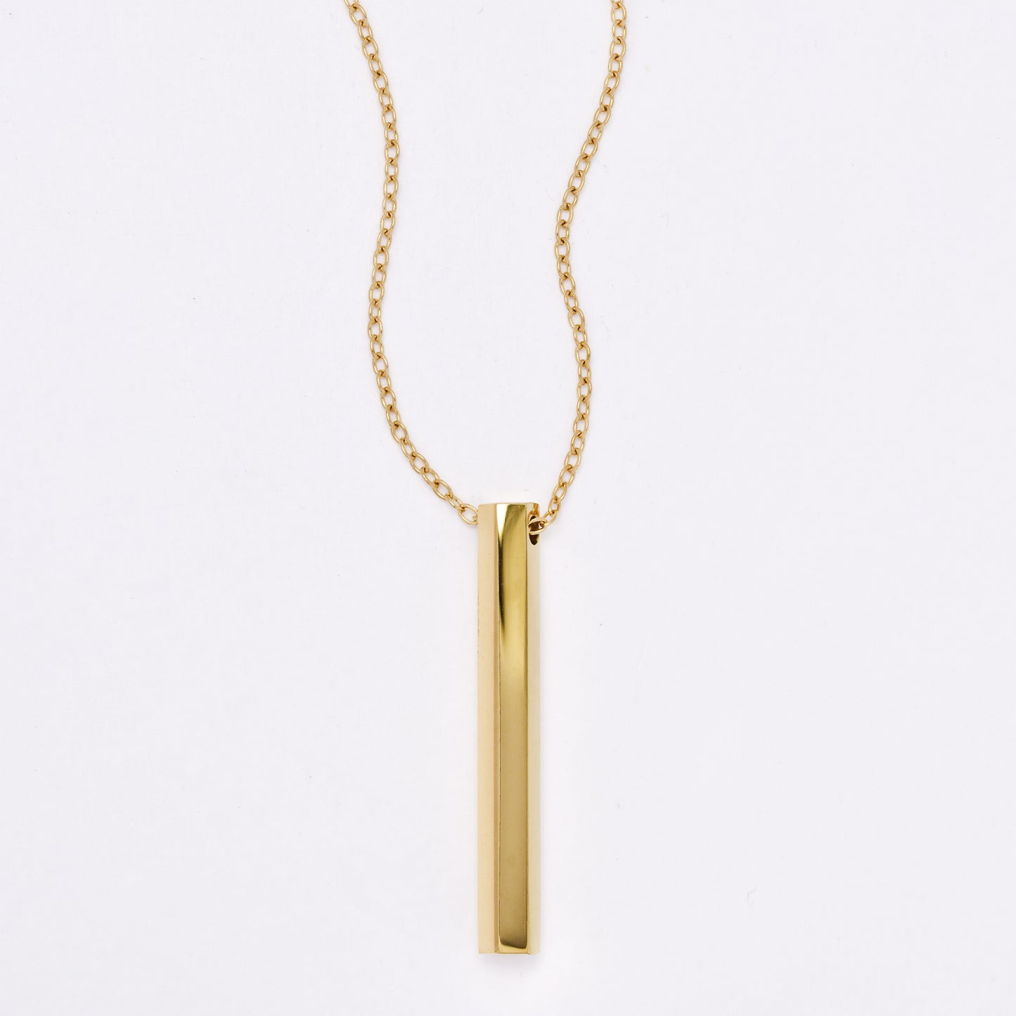 SSYN7778 - Steel 42cm + 5cm hexagonal bar necklace