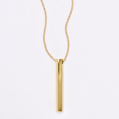SSYN7778 - Steel 42cm + 5cm hexagonal bar necklace