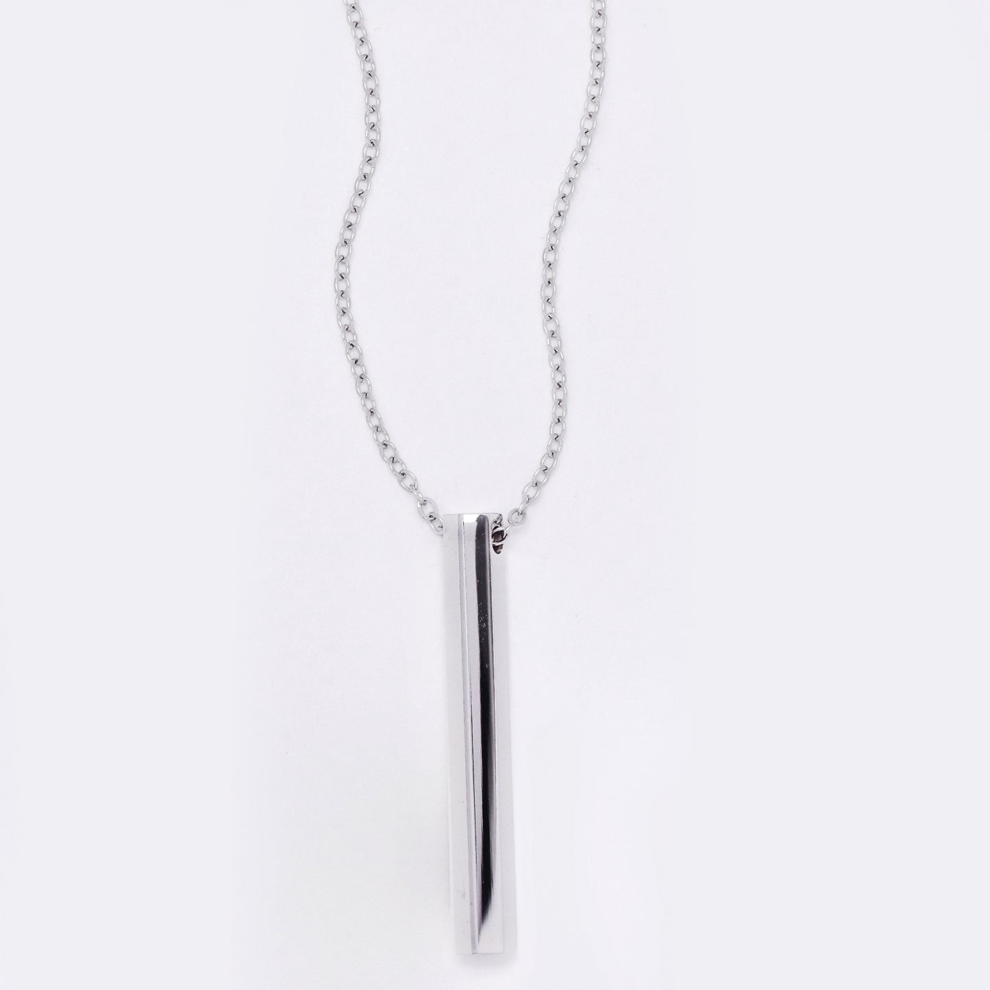 SSYN7778 - Steel 42cm + 5cm hexagonal bar necklace