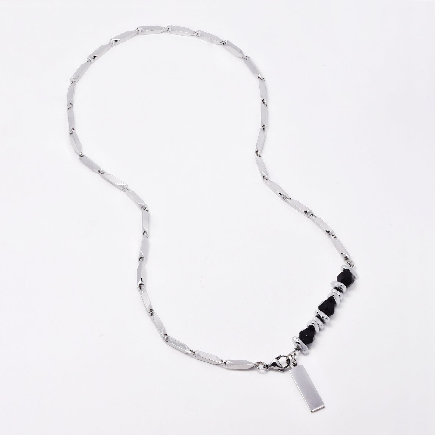 SSYN7782 - Steel 51cm x 4mm two-way style rice necklace