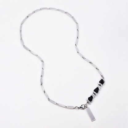 SSYN7782 - Steel 51cm x 4mm two-way style rice necklace