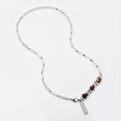 SSYN7782 - Steel 51cm x 4mm two-way style rice necklace