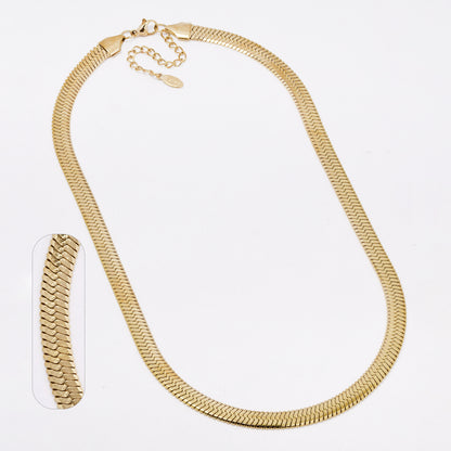 SSYN7789 - Steel 42cm + 5cm herringbone necklace