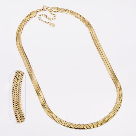 SSYN7789 - Steel 42cm + 5cm herringbone necklace