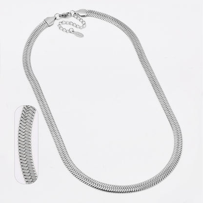 SSYN7789 - Steel 42cm + 5cm herringbone necklace