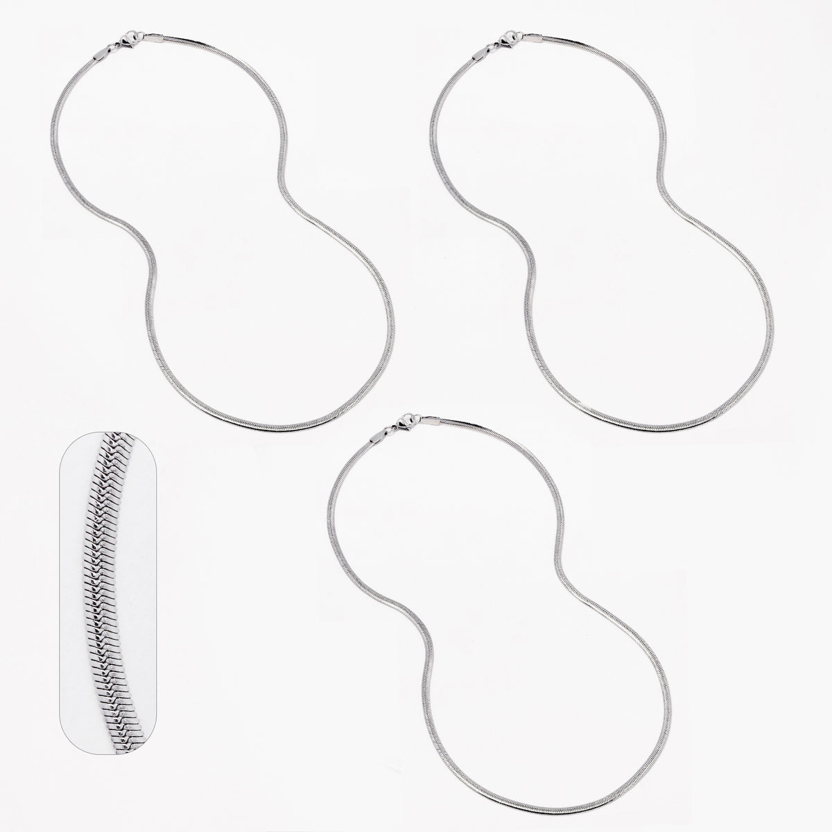 SSYN7792 - Steel 3 pack 45cm x 3mm herringbone chain