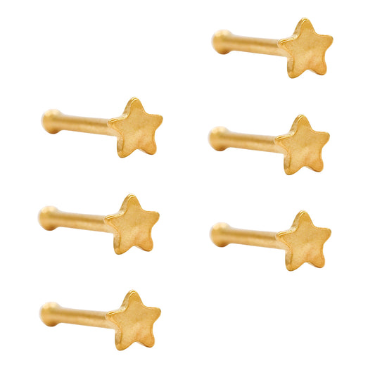 6 Pack Stainless steel star nose stud piercing - SSYNS3364