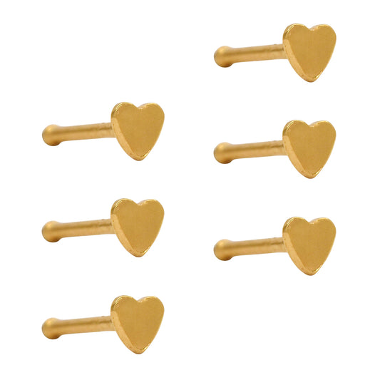 6 Pack Stainless steel heart piercing