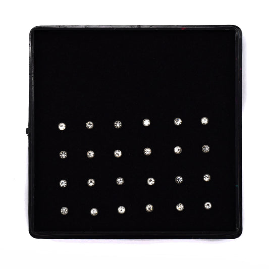 24 Piece Stainless steel clear nose pin studs - SSYNS3525