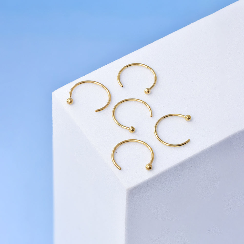 5 Pack Stainless steel 0,8 x 8mm nose ring - SSYNS4674