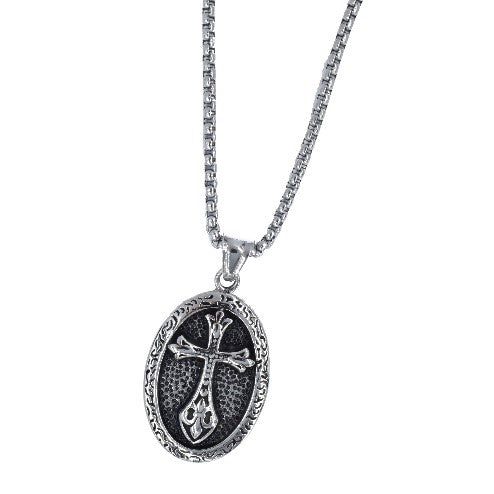 Stainless steel cross pendant on chain - SSYP3637