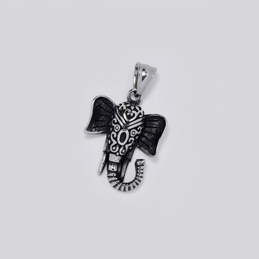 Stainless steel oxidized elephant head pendant - SSYP5454