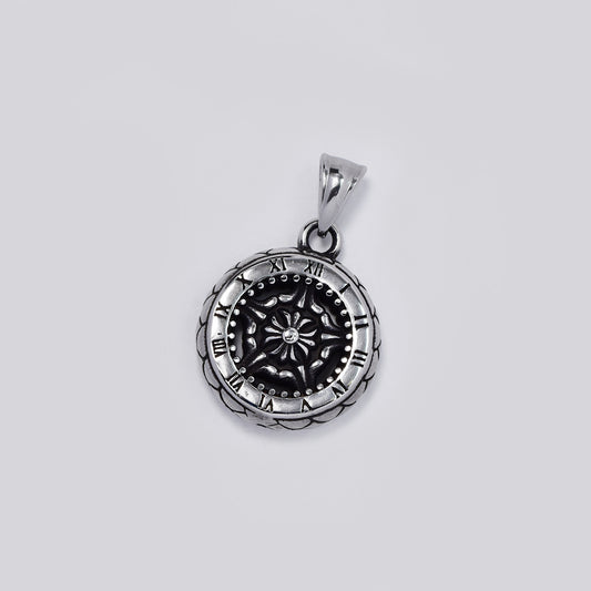 Stainless steel oxidized compass pendant - SSYP5456