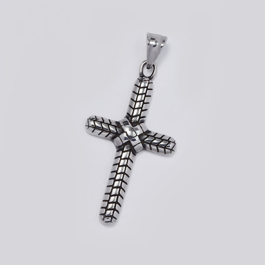 Stainless steel oxidized large cross pendant - SSYP5458