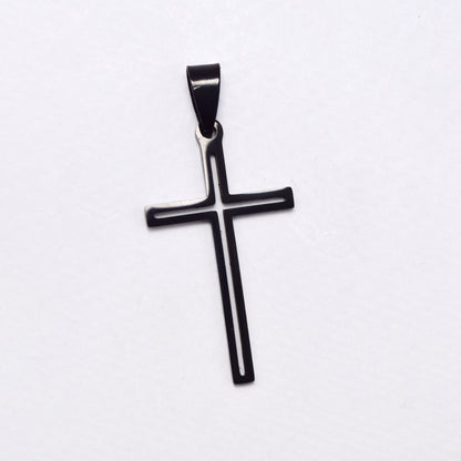 Thin cutout cross steel pendant - SSYP5648