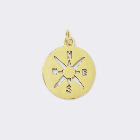 Cutout gold steel compass pendant - SSYP5649