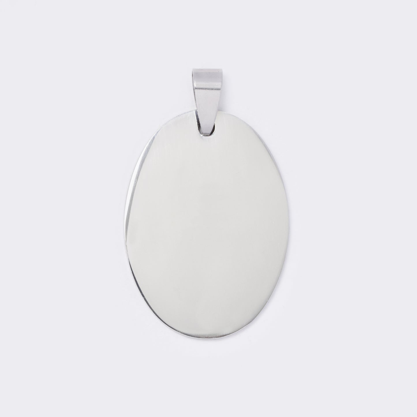 Oval steel disk pendant - SSYP5656