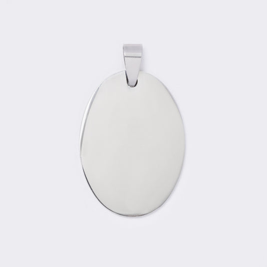 Oval steel disk pendant - SSYP5656