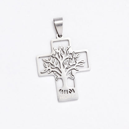 Tree of life hope cross steel pendant - SSYP5661
